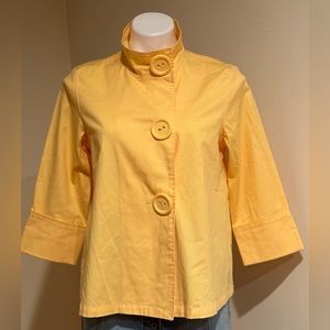 Coldwater Creek Yellow Large Button Snaps Spring Jacket SZ PS 3/4 Sleeve Cuffed
